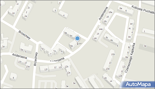 Tczew, Andersena Jana Christiana, 9, mapa Tczew
