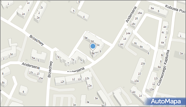 Tczew, Andersena Jana Christiana, 9a, mapa Tczew