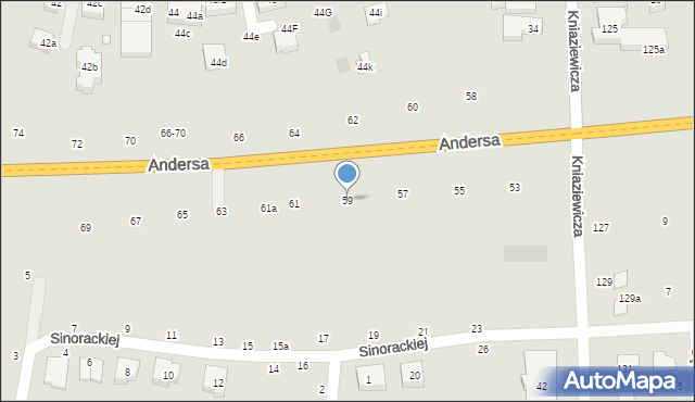 Toruń, Andersa Władysława, gen., 59, mapa Torunia