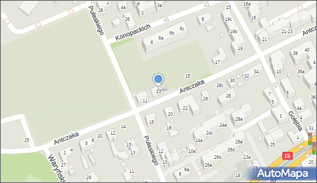 Toruń, Antczaka Antoniego, 13, mapa Torunia