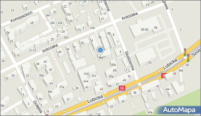 Toruń, Antczaka Antoniego, 56a, mapa Torunia