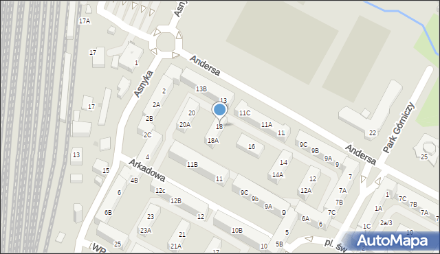 Tychy, Andersa Władysława, gen., 18, mapa Tychów