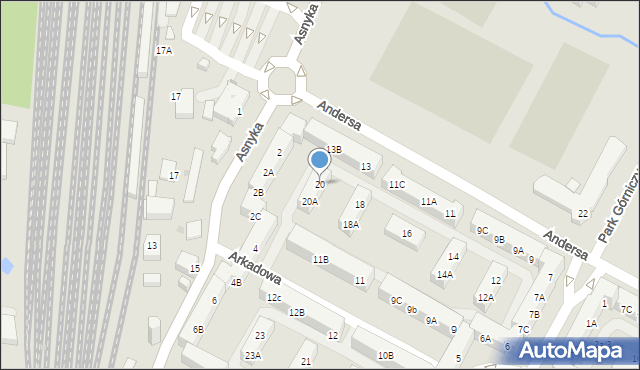 Tychy, Andersa Władysława, gen., 20, mapa Tychów