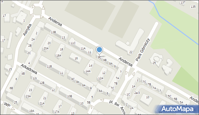 Tychy, Andersa Władysława, gen., 9C, mapa Tychów