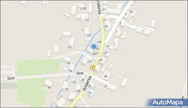 Wałbrzych, Andersa Władysława, gen., 104, mapa Wałbrzycha