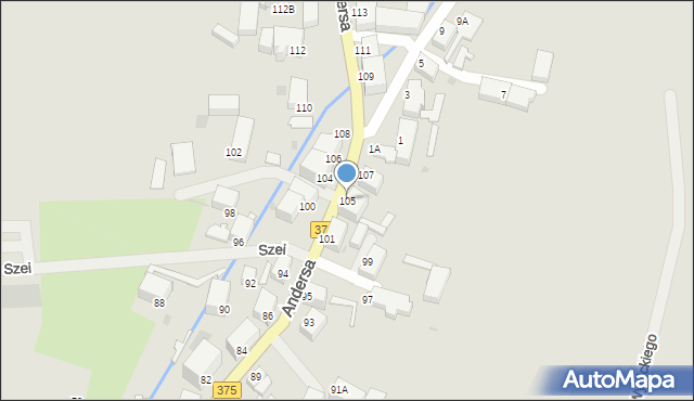 Wałbrzych, Andersa Władysława, gen., 105, mapa Wałbrzycha