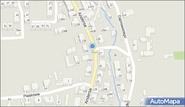 Wałbrzych, Andersa Władysława, gen., 132o, mapa Wałbrzycha