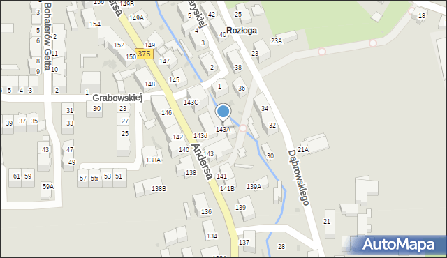 Wałbrzych, Andersa Władysława, gen., 143A, mapa Wałbrzycha