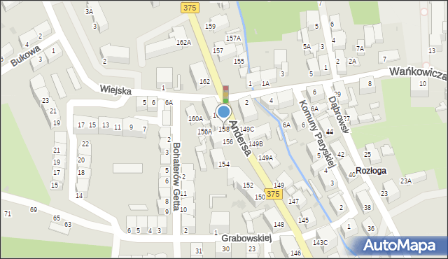 Wałbrzych, Andersa Władysława, gen., 158, mapa Wałbrzycha