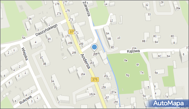 Wałbrzych, Andersa Władysława, gen., 165, mapa Wałbrzycha