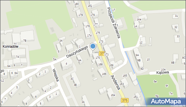 Wałbrzych, Andersa Władysława, gen., 172, mapa Wałbrzycha