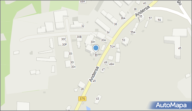 Wałbrzych, Andersa Władysława, gen., 30, mapa Wałbrzycha