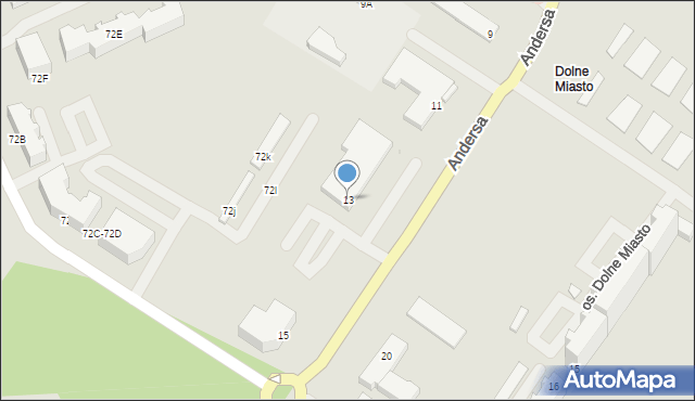 Wałcz, Andersa Władysława, gen., 13, mapa Wałcz