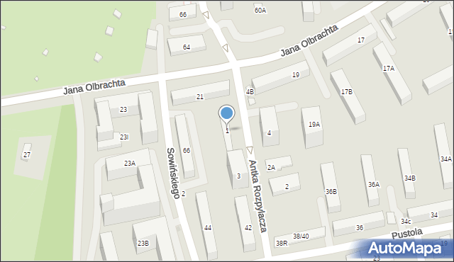 Warszawa, Antka Rozpylacza, 1, mapa Warszawy