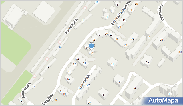 Warszawa, Andyjska, 32, mapa Warszawy