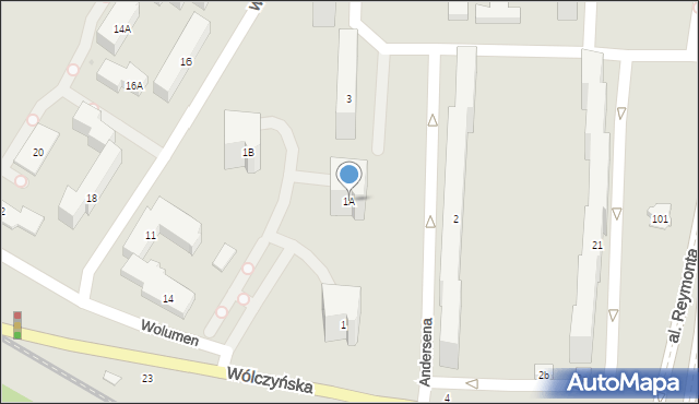 Warszawa, Andersena Hansa Christiana, 1A, mapa Warszawy