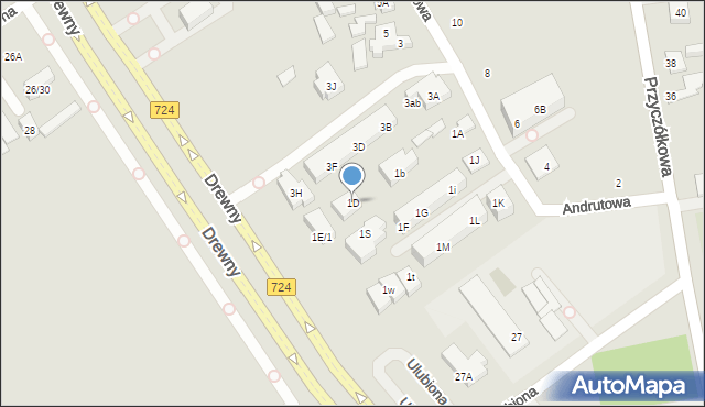 Warszawa, Andrutowa, 1D, mapa Warszawy