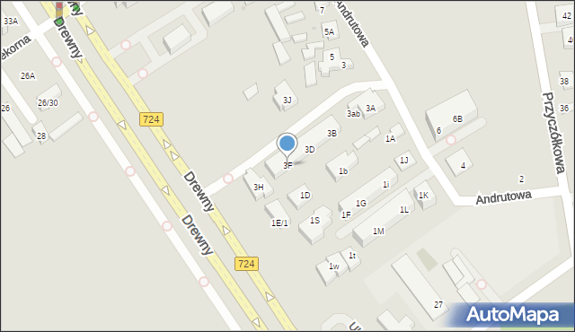 Warszawa, Andrutowa, 3F, mapa Warszawy