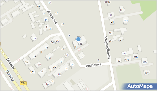 Warszawa, Andrutowa, 6A, mapa Warszawy