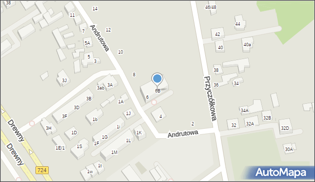 Warszawa, Andrutowa, 6B, mapa Warszawy