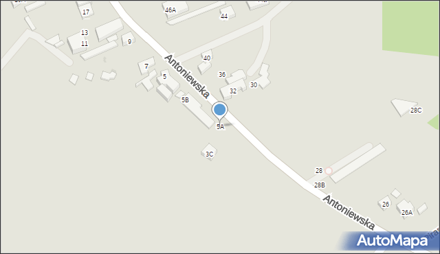 Warszawa, Antoniewska, 5A, mapa Warszawy