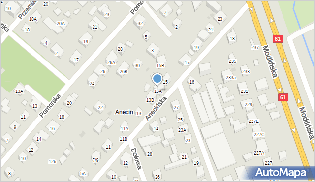 Warszawa, Anecińska, 15A, mapa Warszawy