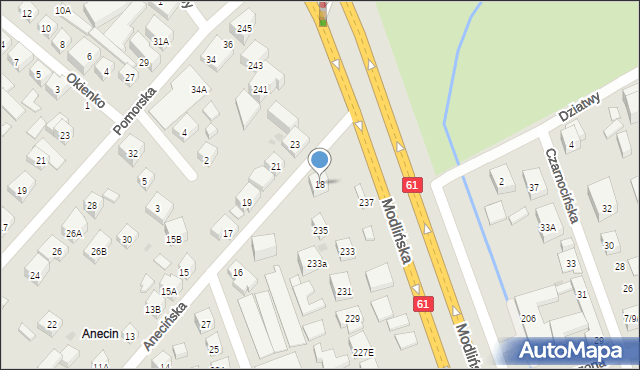 Warszawa, Anecińska, 18, mapa Warszawy