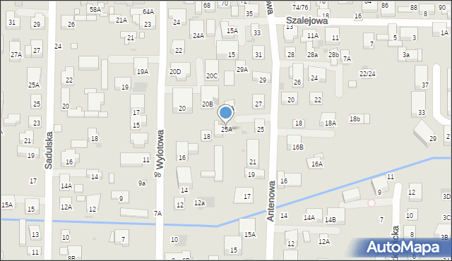 Warszawa, Antenowa, 25A, mapa Warszawy