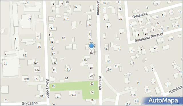 Wołomin, Andersa Władysława, gen., 14, mapa Wołomin