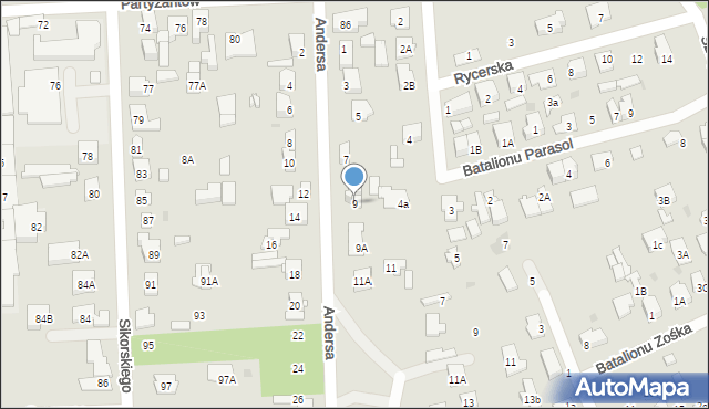 Wołomin, Andersa Władysława, gen., 9, mapa Wołomin