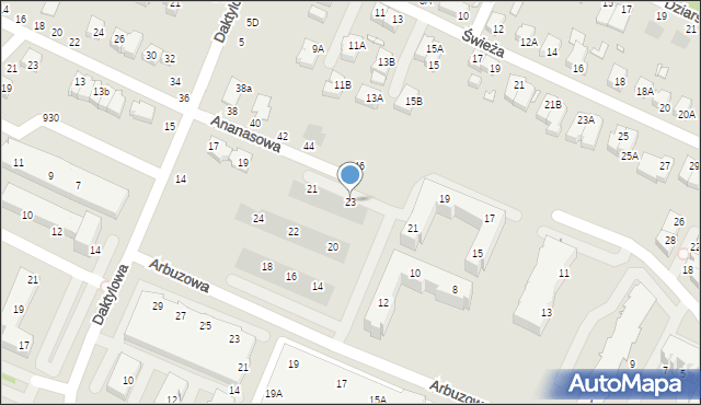 Wrocław, Ananasowa, 23, mapa Wrocławia