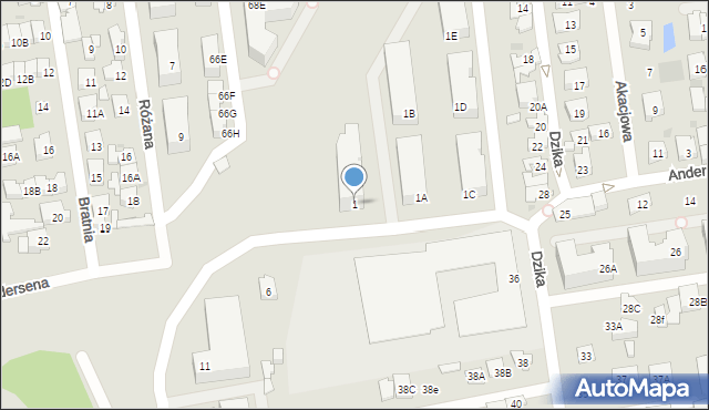 Ząbki, Andersena Hansa Christiana, 1, mapa Ząbki