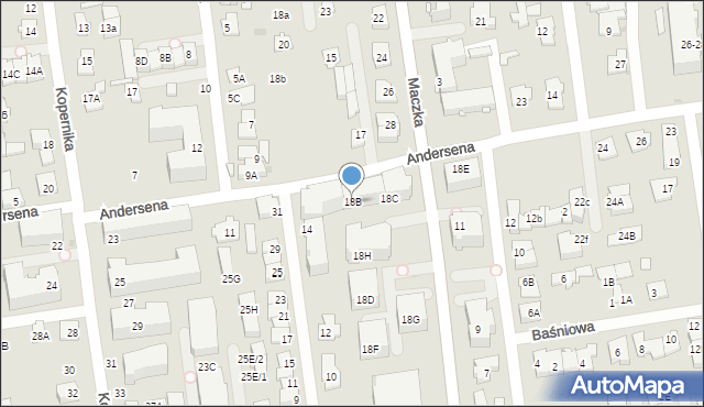 Ząbki, Andersena Hansa Christiana, 18B, mapa Ząbki