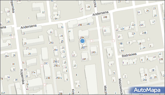 Ząbki, Andersena Hansa Christiana, 18D, mapa Ząbki