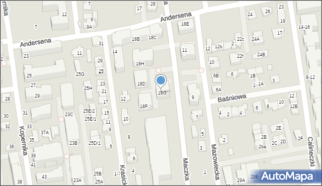 Ząbki, Andersena Hansa Christiana, 18G, mapa Ząbki