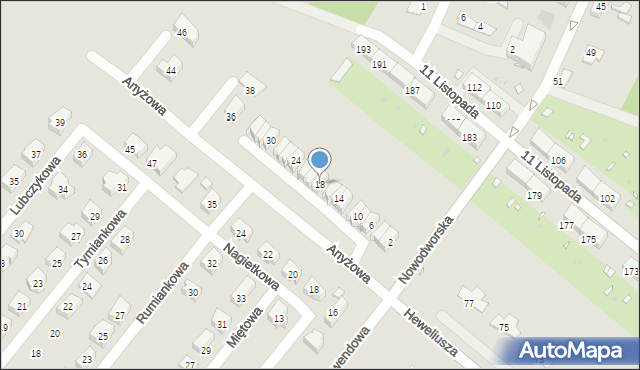 Zabrze, Anyżowa, 18, mapa Zabrza