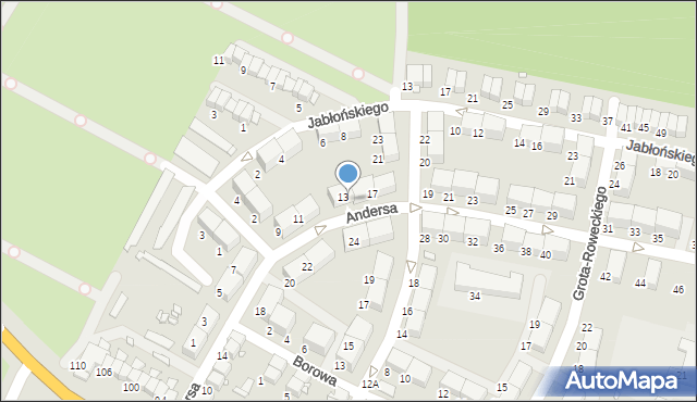 Zabrze, Andersa Władysława, gen., 15, mapa Zabrza