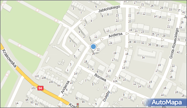 Zabrze, Andersa Władysława, gen., 20, mapa Zabrza