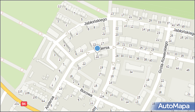 Zabrze, Andersa Władysława, gen., 24, mapa Zabrza