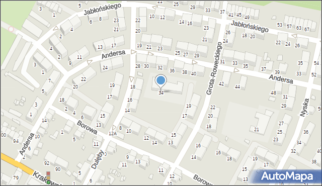 Zabrze, Andersa Władysława, gen., 34, mapa Zabrza