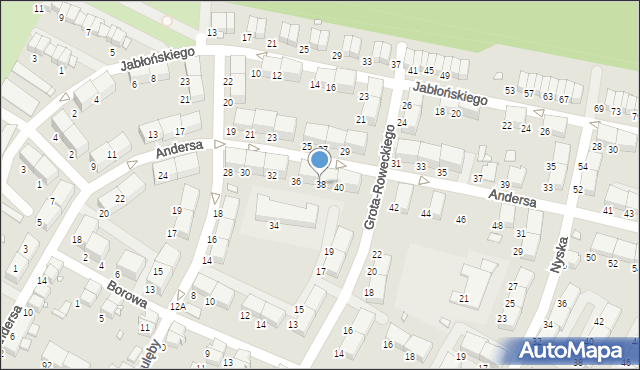 Zabrze, Andersa Władysława, gen., 38, mapa Zabrza