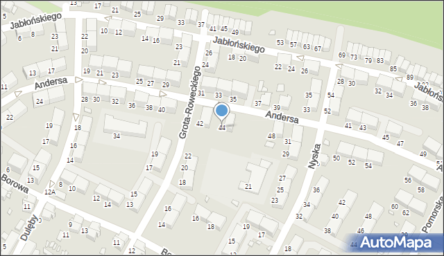 Zabrze, Andersa Władysława, gen., 44, mapa Zabrza