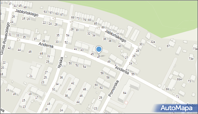 Zabrze, Andersa Władysława, gen., 47, mapa Zabrza