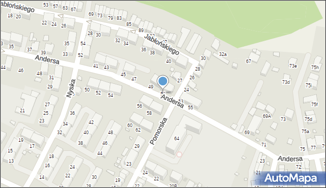 Zabrze, Andersa Władysława, gen., 51, mapa Zabrza