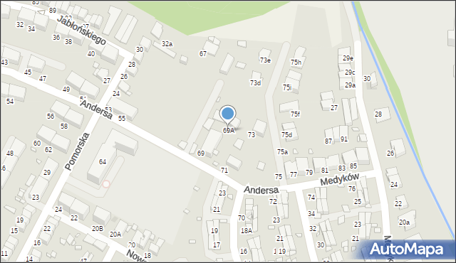 Zabrze, Andersa Władysława, gen., 69A, mapa Zabrza