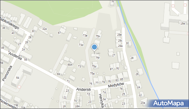 Zabrze, Andersa Władysława, gen., 75g, mapa Zabrza
