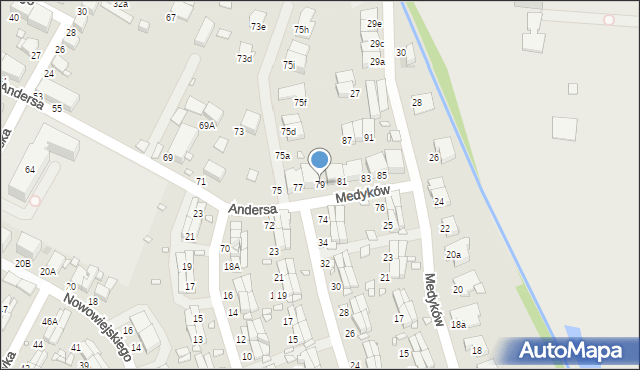 Zabrze, Andersa Władysława, gen., 79, mapa Zabrza
