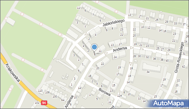 Zabrze, Andersa Władysława, gen., 9, mapa Zabrza