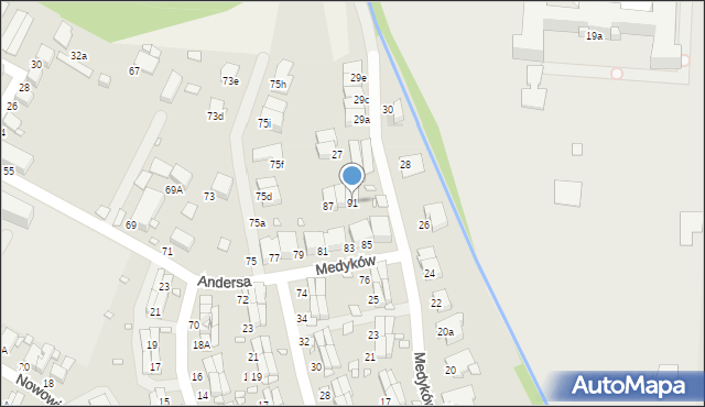 Zabrze, Andersa Władysława, gen., 91, mapa Zabrza