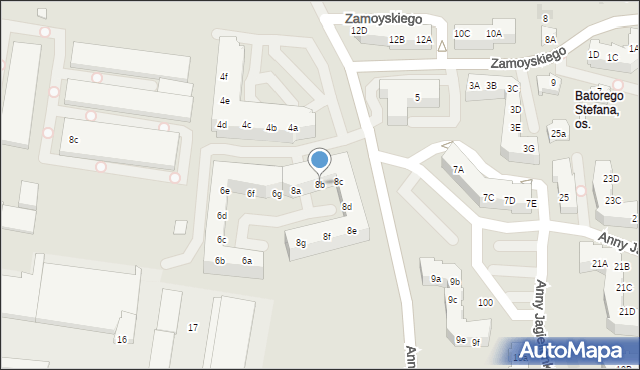 Zielona Góra, Anny Jagiellonki, 8b, mapa Zielona Góra